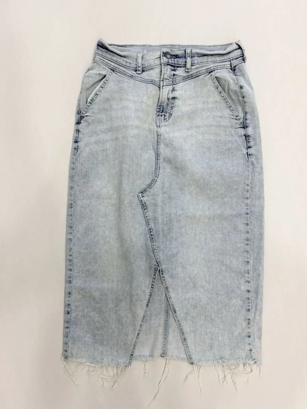 ANA Distressed Denim Midi Skirt Size 8 Excellent Condition